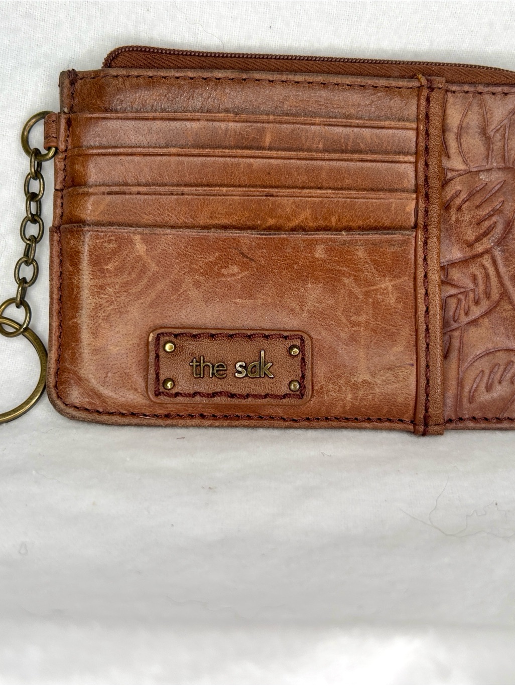 The Sak Brown Leather Card Holder With Keychain